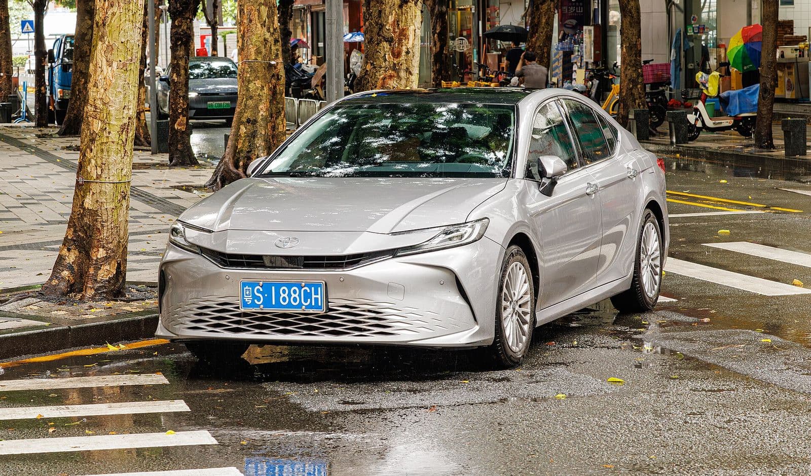 2024 Toyota Camry — China-market Toyota Camry XV80 in silver, front three-quarter view — sedan for export